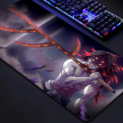 Anime Kawaii Demon Slayer Kokushibo Game Large Mouse Pad PC Accessories Anti Slip Keyboard Rubber Mousepad Office Soft Table Mat