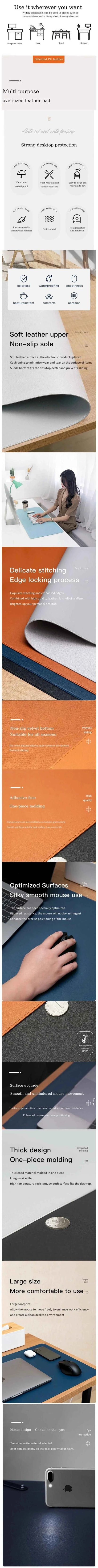 Cute Psyduck Gaming Leather Mouse Pad PC Pikachu Large Size Gamer Keyboard Pokemon Desktop Mouse Mat Starry Night Tablecloth