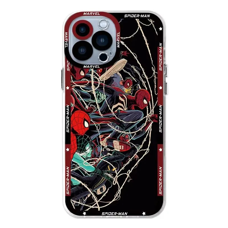 Spider Case For iPhone 16 Pro Max 15 14 Plus 13 12 11 Pro XR XS X 8 7 SE 2020 Soft Silicone Clea SpiderMannn Cover
