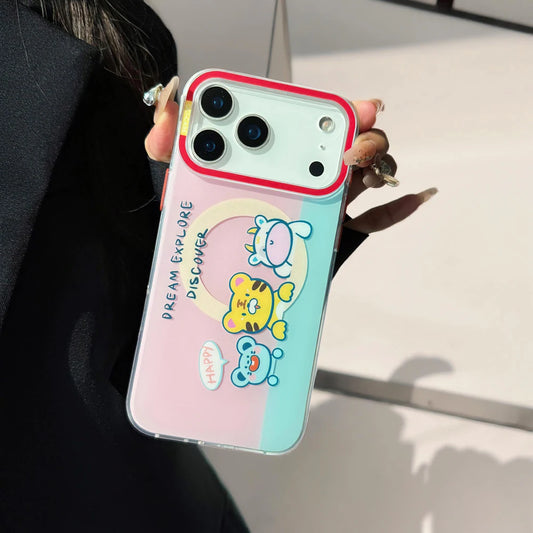 For iPhone 17 13 14 15 16 Pro Max Case Magsafe Happy Dapamine Color Anti-Collision Drop-proof Protective Cover for Summer Girls