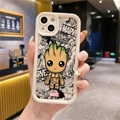 Cartoon Marvel Groot Spiderman Phone Case for Apple iPhone 16 13 15 Pro Max 14 13 Pro 11 12 14Plus 15Plus Soft TPU