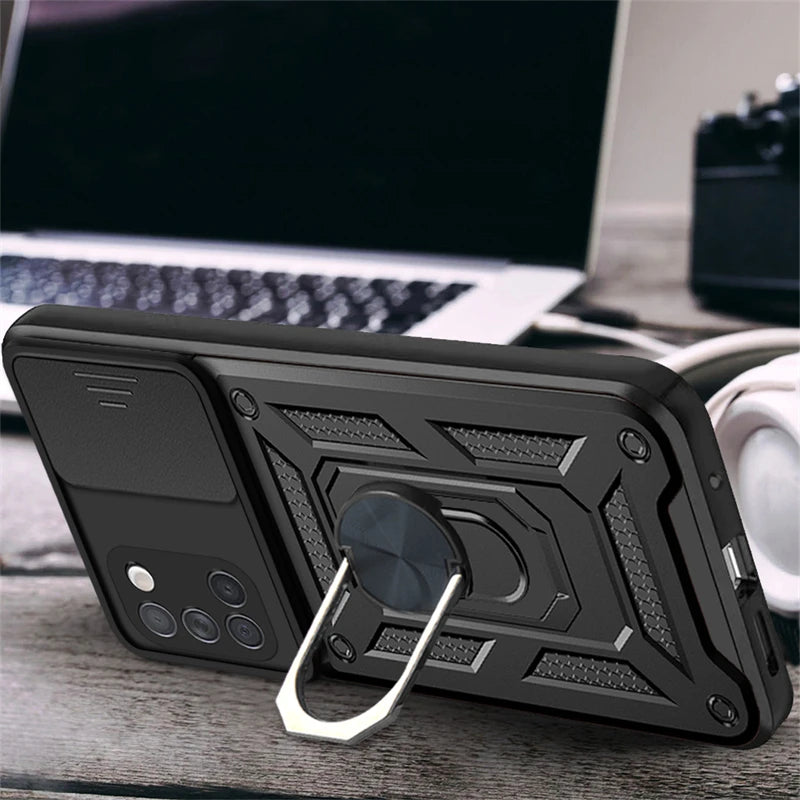 Armor Shockproof Phone Case For Samsung Galaxy A50 A30s A20 A10 A11 A21s A31 A51 A71 4G 5G Metal Ring Stand Holder Cover Funda