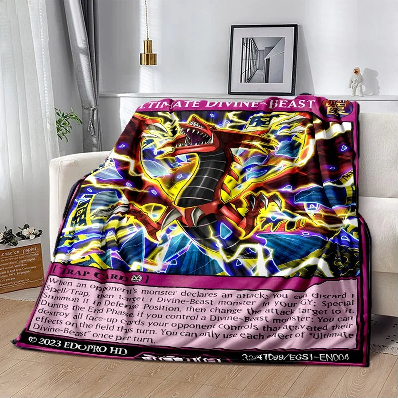 3D Monster Gold Card Cartoon  Yu-Gi-Oh Anime Dack Magician Game Soft Flannel Blanket