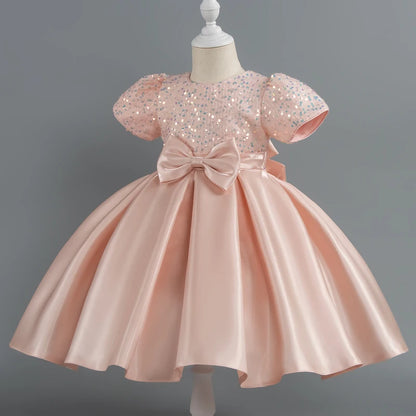 Baby Girls Christmas Dress Sequin ShortSleeve Party Dress Birthday Toddler Dress Wedding Princess Dress for Kid Girl Luxury Cown