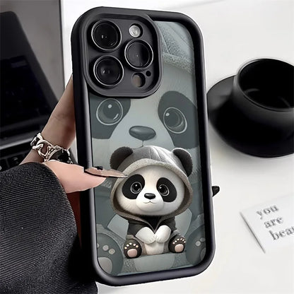 Panda Soft TPU Case For iPhone 15 Pro Max Cases iPhone 16 13 14 11 12 7 8 Plus SE  15promax 15pro 16pro 16promax Cover Funda
