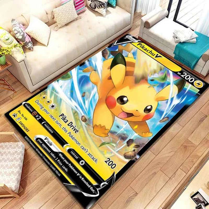 Pokemon Anime Card Pattern Large Area Rug 3D Carpet for Home Living Room Children's Bedroom Sofa Non-slip Kids Doormat Decor M