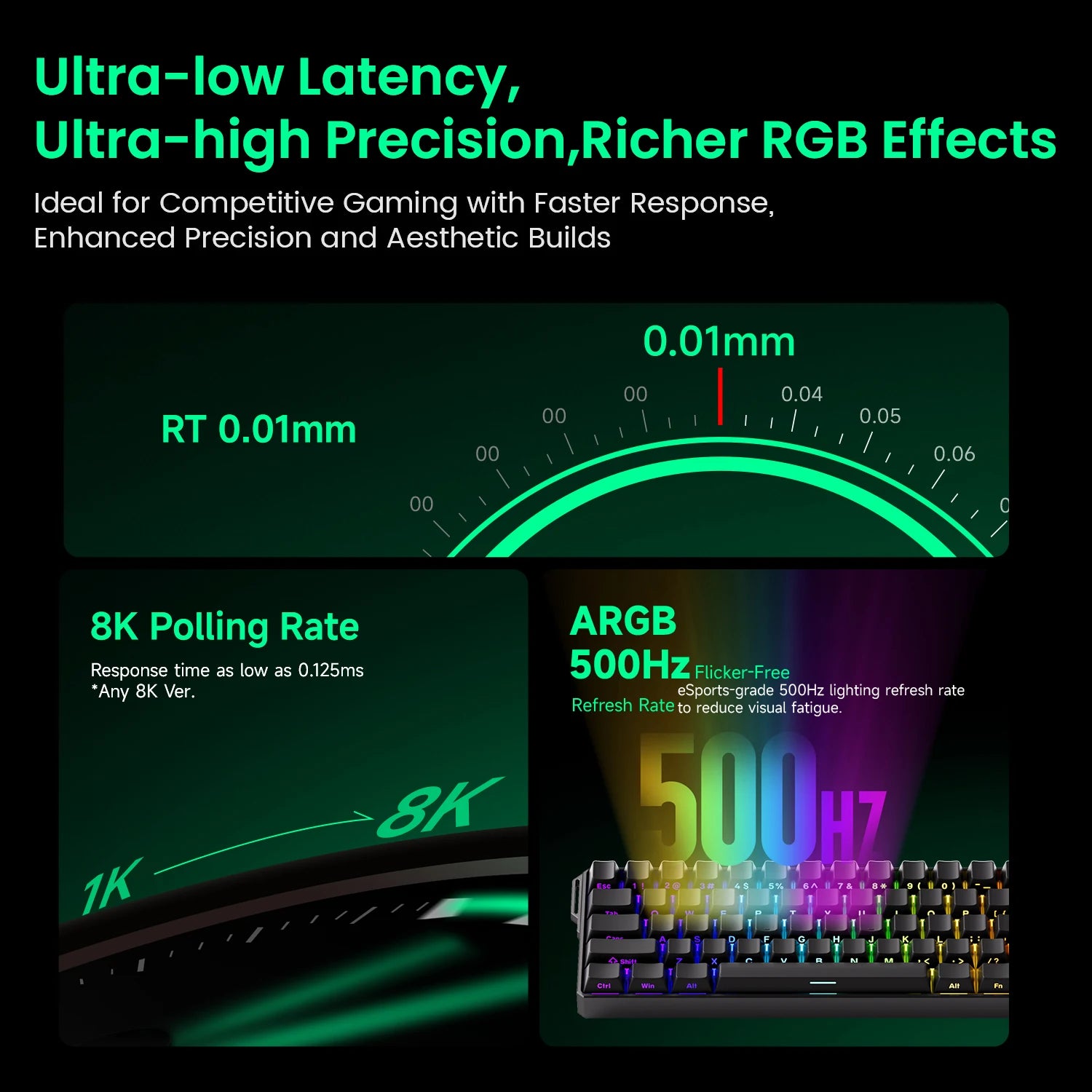 Akko MonsGeek FUN60 magnetic switch keyboard with compact 60 percent RGB layout ultra low latency 8 K polling rate ARGB lighting