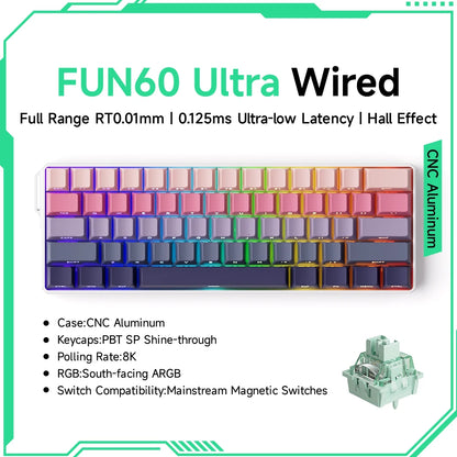 Akko MonsGeek FUN60 magnetic switch keyboard by AKKO compact 60 percent CNC aluminum case with rainbow RGB keycaps