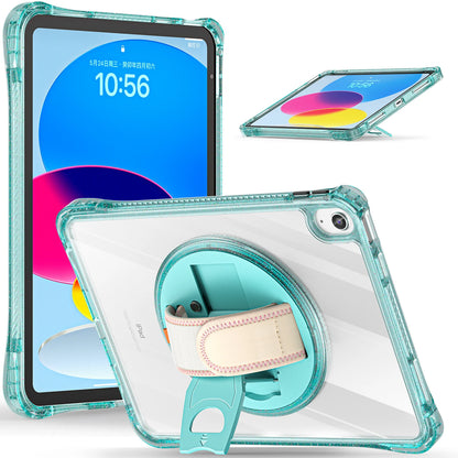 For ipad 10th Generation Case 10.9 inch 2022 Shockproof Transparent Wrist Strap Rotating Stand For ipad 10th A2757 A2777 A2696