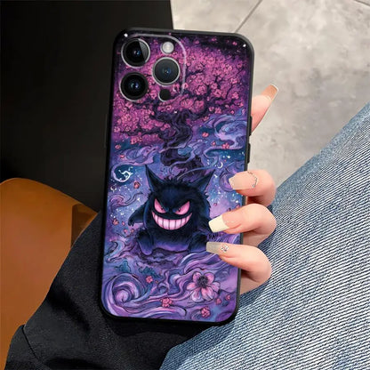 Premium Protective Funda Phone Case – Compatible with Apple iPhone Models XR, XS Max, 7, 8, 11, 12, 13, 14, 15 Pro, 16, 17 Pro Max – Stylish Gengar Pokémon Design