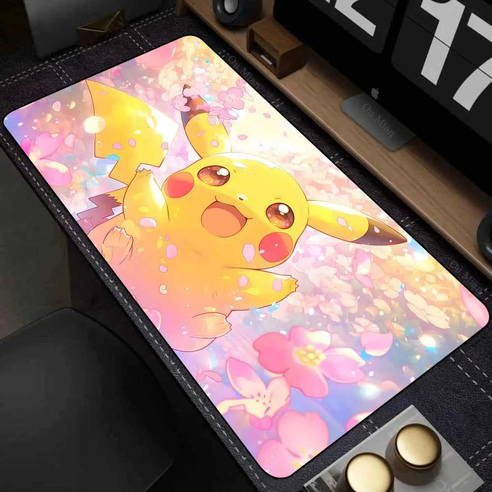Leather Mouse Pad Pokemon Pikachu Mouse Mat Desk Mousepad For LOL Lockedge Large Gaming Accessories Computer Gamer Keyboard Pad