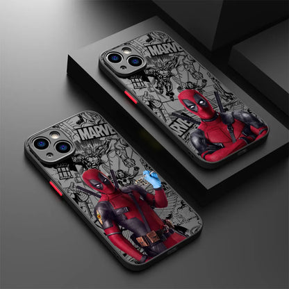 Marvel Deadpool Hard PC Luxury Matte Cover Case for iPhone 16 15 XR X 14 16 Plus XS Max 13 Mini 15 16 Pro Max 12 11 Pro 12 Pro