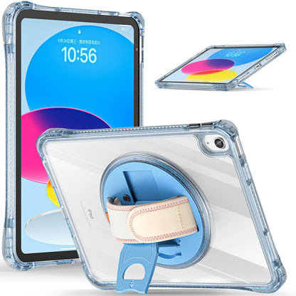 For ipad 10th Generation Case 10.9 inch 2022 Shockproof Transparent Wrist Strap Rotating Stand For ipad 10th A2757 A2777 A2696