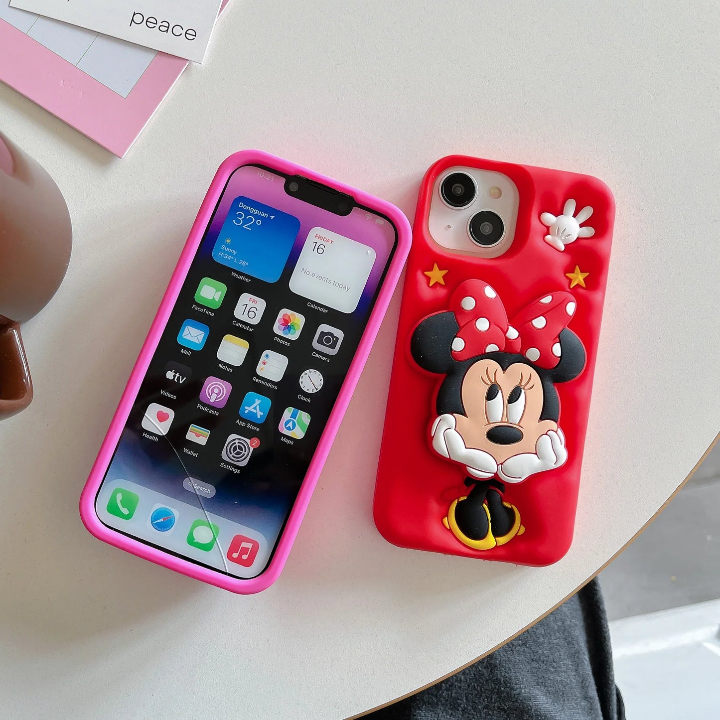 Minniee 3D Bowknot Hold Face Grip Tok Holder Soft Phone Case for iPhone 11 12 Pro 13 14 15 Pro Max 13Pro 15 Cartoon Silicon Cover