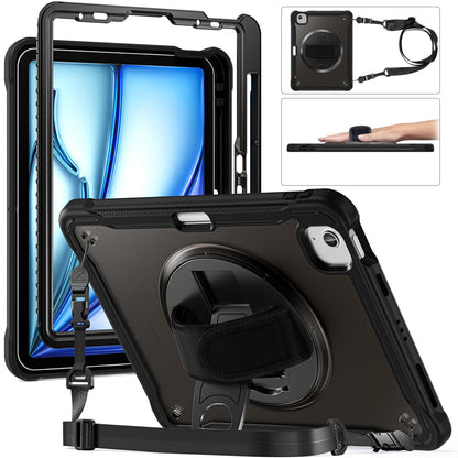 Fit iPad Air 11” 2024( 6th Gen M2) Hand shoulder Strap 360 Rotatable Kickstand Rugged Protective Case For iPad Air 11 Inch 2024