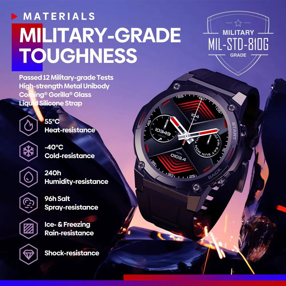 Zeblaze VIBE 7 PRO Voice Calling Smart Watch 1.43 Inch AMOLED Display Hi Fi Phone Calls Toughness Sports Smartwatch for Men