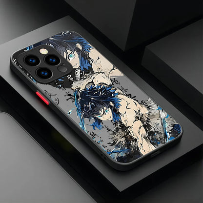 Cartoon Demon Slayer Phone Case For iPhone 16 15 14 13 12 11 Pro Max X XR XS 7 8 Plus SE 2020 Matte Hard Shockproof Back Cover