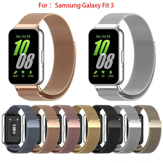 Magnetic Metal Strap For Samsung Galaxy Fit3 Smart Wristband Replacement Milanese Magnetic Loop Watchband For Fit 3  Wrist Strap