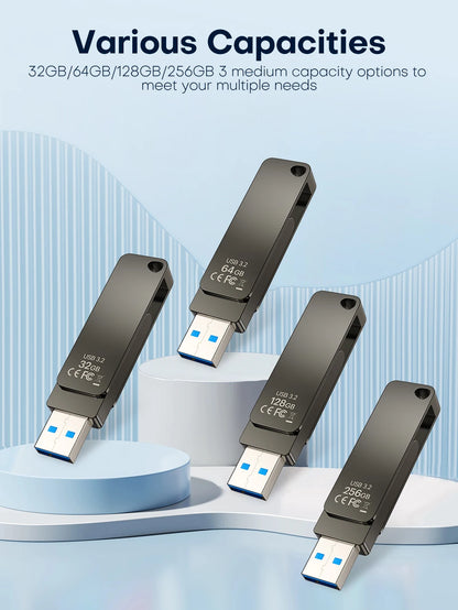 HP USB3.2 Flash Drive 32GB 64GB High Speed USB Sticks 128GB 256GB External Storage Metal Pendrive