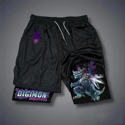 Digimon Peripheral Products Digital Monster Print Men's Shorts Streetwear GYM Sports Men's 2025 Summer Fashion Street Shorts