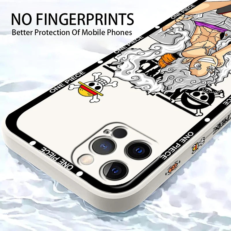 One Piecee Luffyy anime Cartoon Liquid Left Rope For Apple iPhone 15 14 13 12 11 XS XR X 8 7 SE Pro Max Plus Mini Soft Phone Case