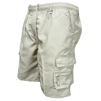 Men's Tactical Shorts Summer Casual Cargo Shorts Knee-length Multi-pockets Elastic Waist Work Hiking Overalls Short Pants Male