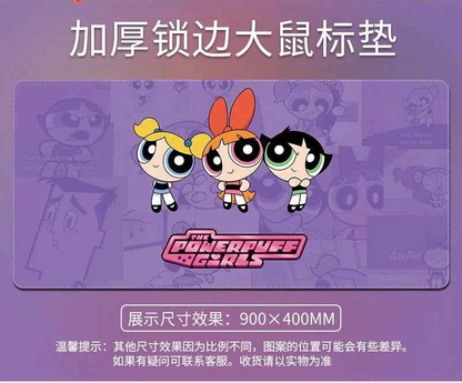 Powerpuff Girl Mouse Pad Oversized Locking Anime Cute Male and Female Student Desk Pad Thicken Office Keyboard Pad