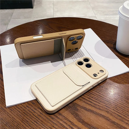 Elegant Leather Card Holder Wallet Case for iPhone 17