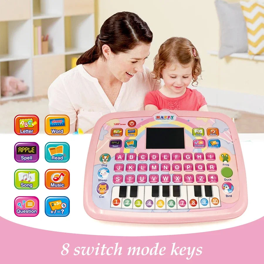English Alphabet Study Machine for Toddler with Math Letter Music Children's Educational Books Computer Toys for Baby Boys Girls