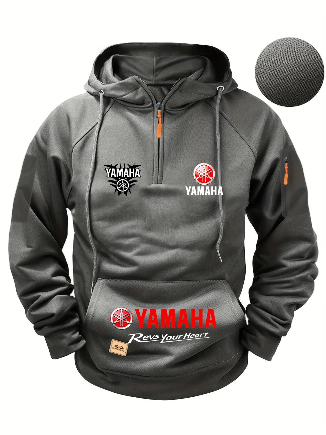 2026 Yamaha Autumn/Winter Retro Heavyweight Men’s Fleece Hooded Sweatshirt – Long-Sleeved Motorcycle Casual Jacket