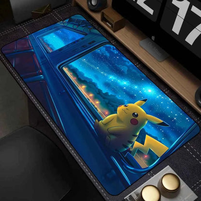 Leather Mouse Pad Pokemon Pikachu Mouse Mat Desk Mousepad For LOL Lockedge Large Gaming Accessories Computer Gamer Keyboard Pad