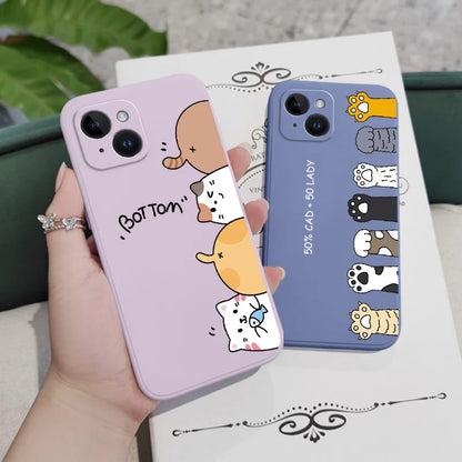 Cat Litter Phone Case For iPhone 15 14 13 Plus Pro Max Mini Liquid Silicone Cover