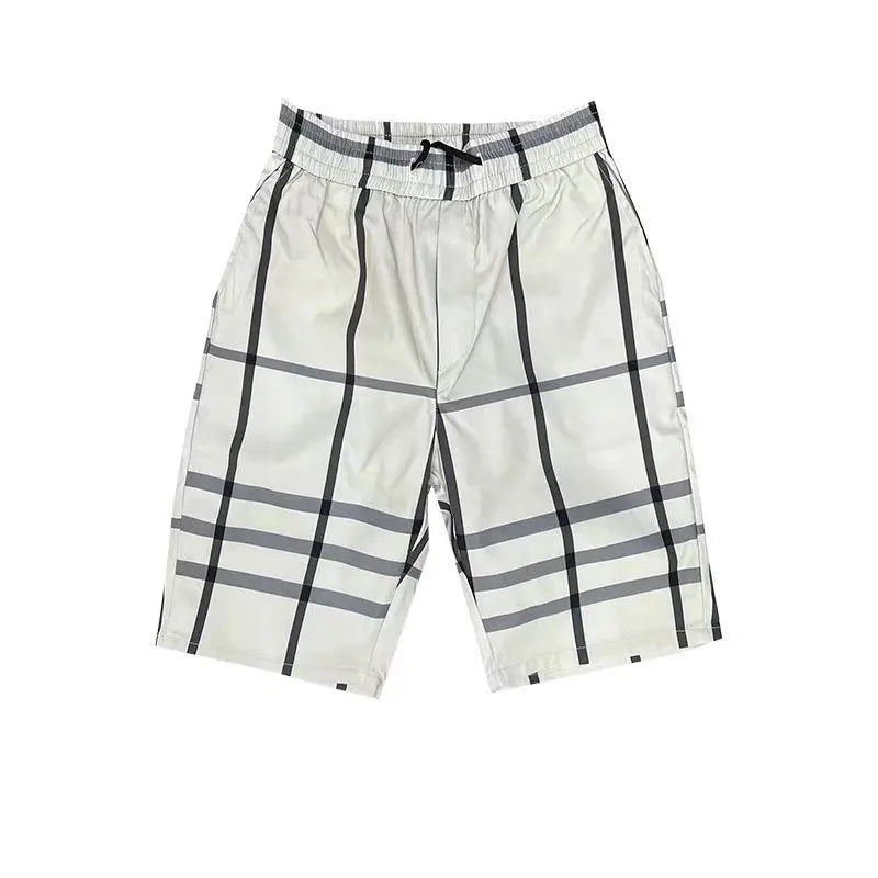 Wear Plaid Shorts Outside  Summer Men's Quarter Pants Thin Casual Men's Quarter Short Korean Trend Versatile Beach Pants