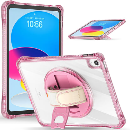For ipad 10th Generation Case 10.9 inch 2022 Shockproof Transparent Wrist Strap Rotating Stand For ipad 10th A2757 A2777 A2696