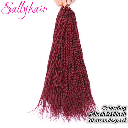 Sallyhair Synthetic Senegalese Twist 30Roots/Pack Crochet Braids Hair Brown Color Braid Hair Ombre Micro Senegal Braiding Hair
