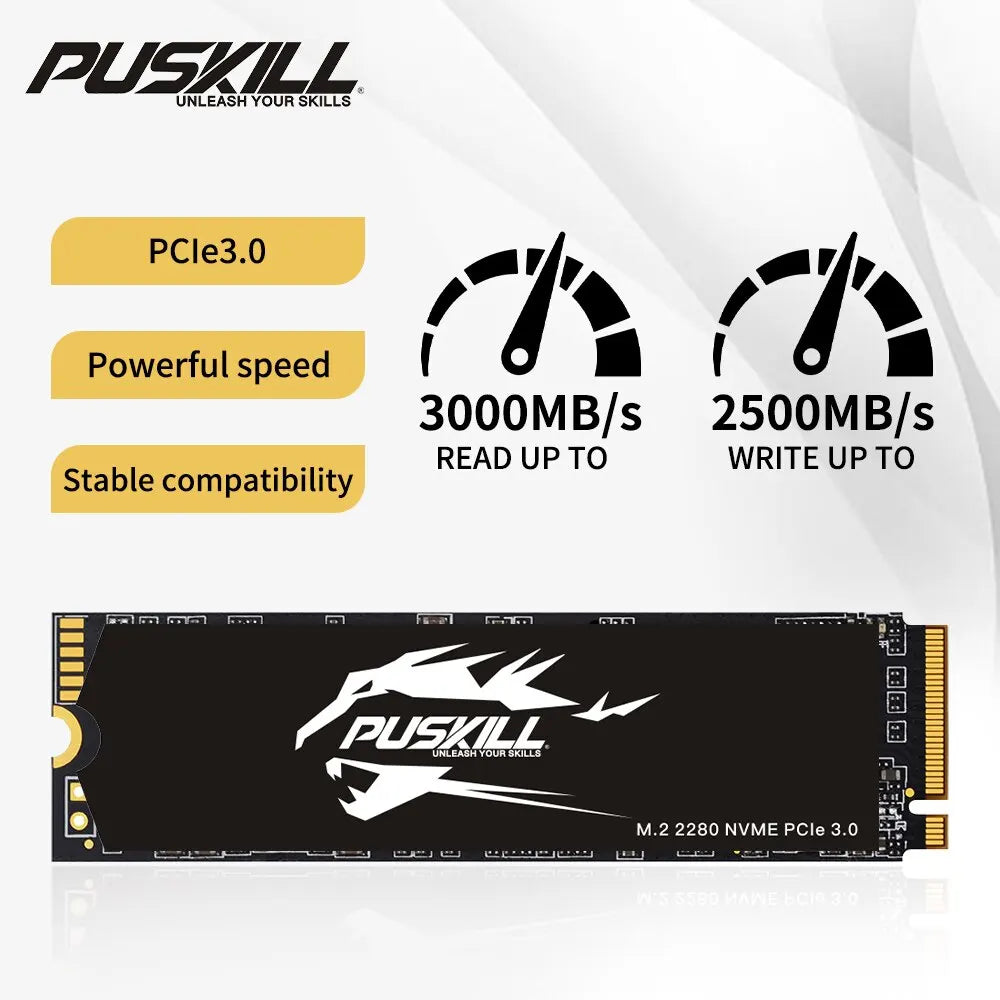 PUSKILL SSD M.2 NVMe 1TB PCIe M2 2280 Disco duro interno Unidad de estado sólido para computadora portátil de escritorio