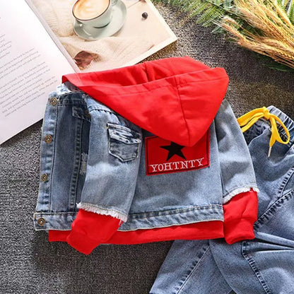 2025 Autumn Winter Boys Jean Set Jacket New Cowboy Jeans Suit Jacket Handsome Children Clothing