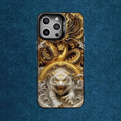 Luxury Dragon Embossed Phone Case For iPhone 16,15,14,13,12,11,Mini,Pro,E,MAX Gray Matte Silicone Black Cover