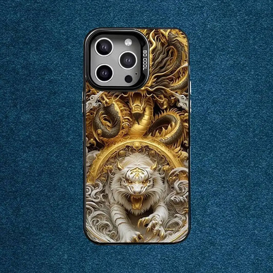 Luxury Dragon Embossed Phone Case For iPhone 16,15,14,13,12,11,Mini,Pro,E,MAX Gray Matte Silicone Black Cover
