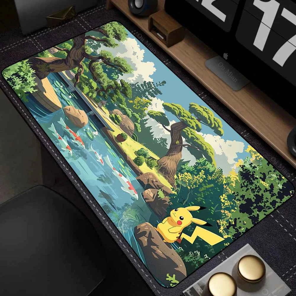 Leather Mouse Pad Pokemon Pikachu Mouse Mat Desk Mousepad For LOL Lockedge Large Gaming Accessories Computer Gamer Keyboard Pad