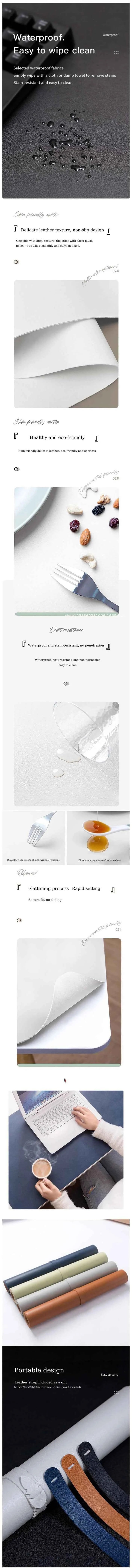 Cute Psyduck Gaming Leather Mouse Pad PC Pikachu Large Size Gamer Keyboard Pokemon Desktop Mouse Mat Starry Night Tablecloth