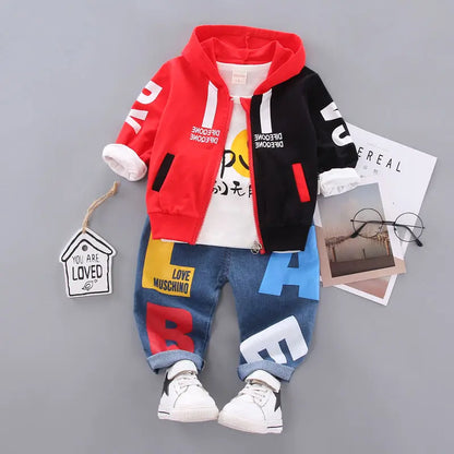 Spring and Autumn Boys Clothing Set Girls' Spring and Autumn Leisure Three piece Set Infant and Young Children's Clothing