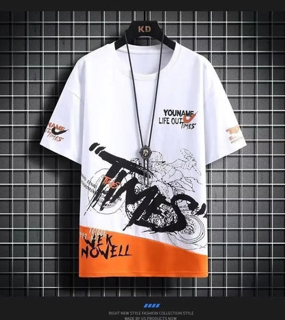 Loose Short Sleeve round Neck T-Shirt Thin Summer Casual Style for Men Breathable Streetwear Student Stall Short T-Shirt