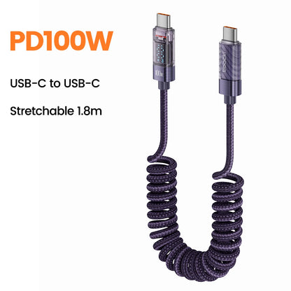 Toocki Type C to Type C Cable 100W Display Fast Charging Charger USB C to USB C Transparent PD Cable For IPhone15 Xiaomi Macbook