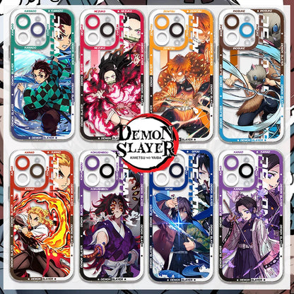 Hot Japan Anime Demons Slayers Phone Case For iPhone 15 14 13 12 Mini 11 Pro Max X XR XS 6 7 8 SE Plus Soft Transparent Cover