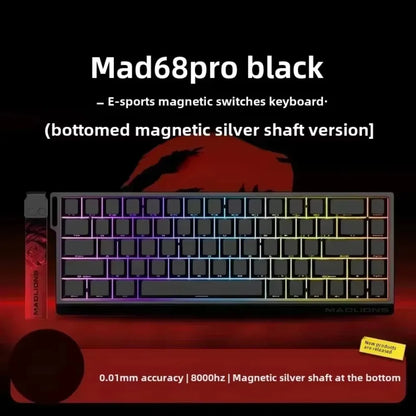 MADLIONS MAD 60/68HE Gaming Magnetic Switch Keyboard 61/68 Key Web Drive 8K Wired Custom Return RT Adjustable Keystroke Hot Swap