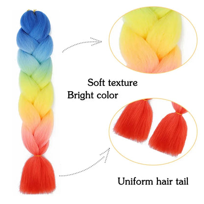 AZQUEEN 24 Inch Jumbo Braids Extensions Synthetic Braiding Hair Afro Ombre Color kanekalon Hair for Children Braid