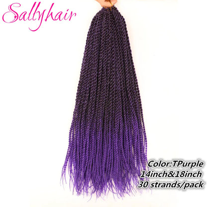 Sallyhair Synthetic Senegalese Twist 30Roots/Pack Crochet Braids Hair Brown Color Braid Hair Ombre Micro Senegal Braiding Hair