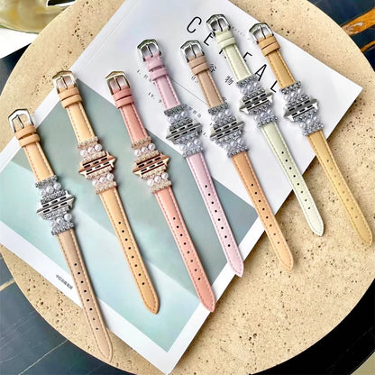 Design band For Apple Watch bands ultra-2 49mm 45mm 41mm 40mm-44mm Luxury Women Leather strap for iWatch Series 9 8 7 6 5 4 3 SE
