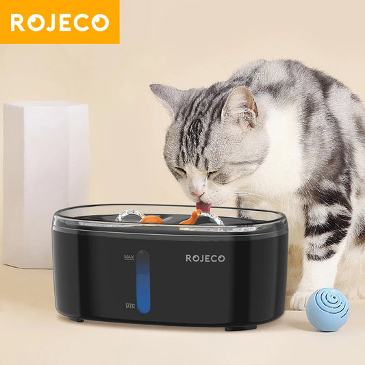 ROJECO Dual Cat Water Fountain Automatic Water Dispenser For 2 Pets Smart Wireless Fountain Drinker For Cat Dog With Accessories